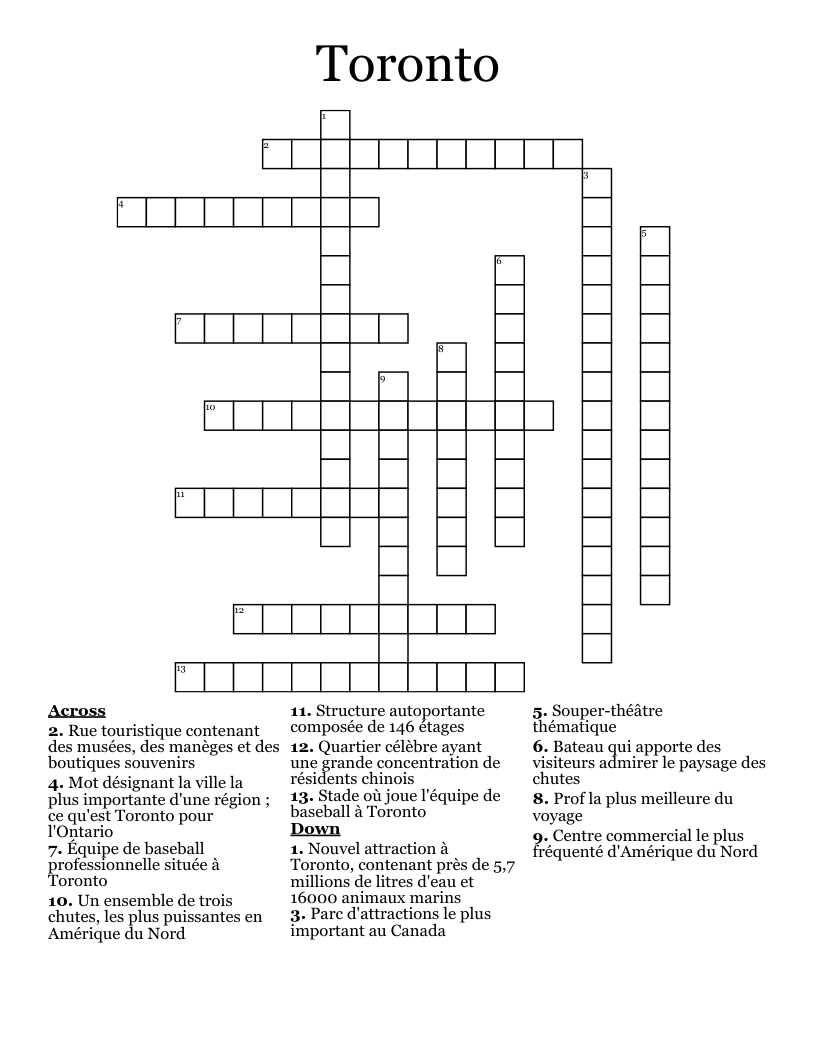Toronto Crossword