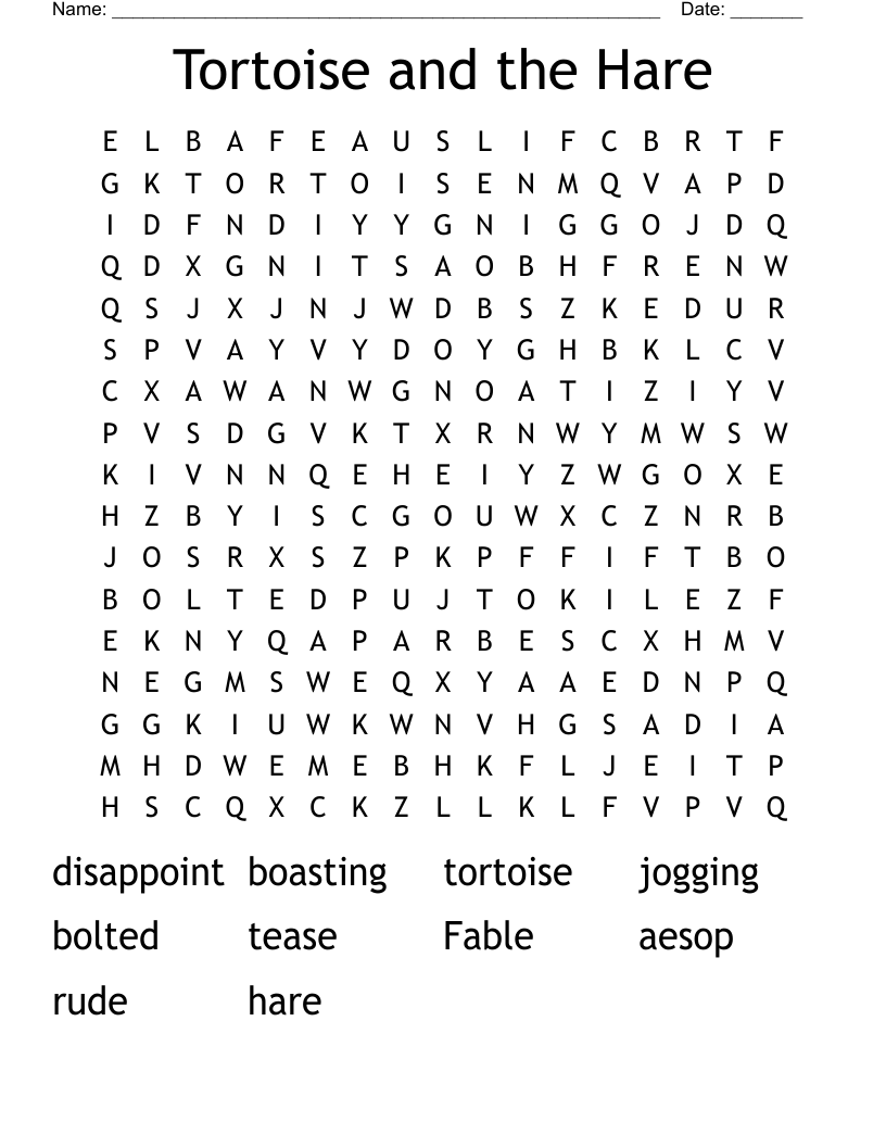 Tortoise and the Hare Word Search
