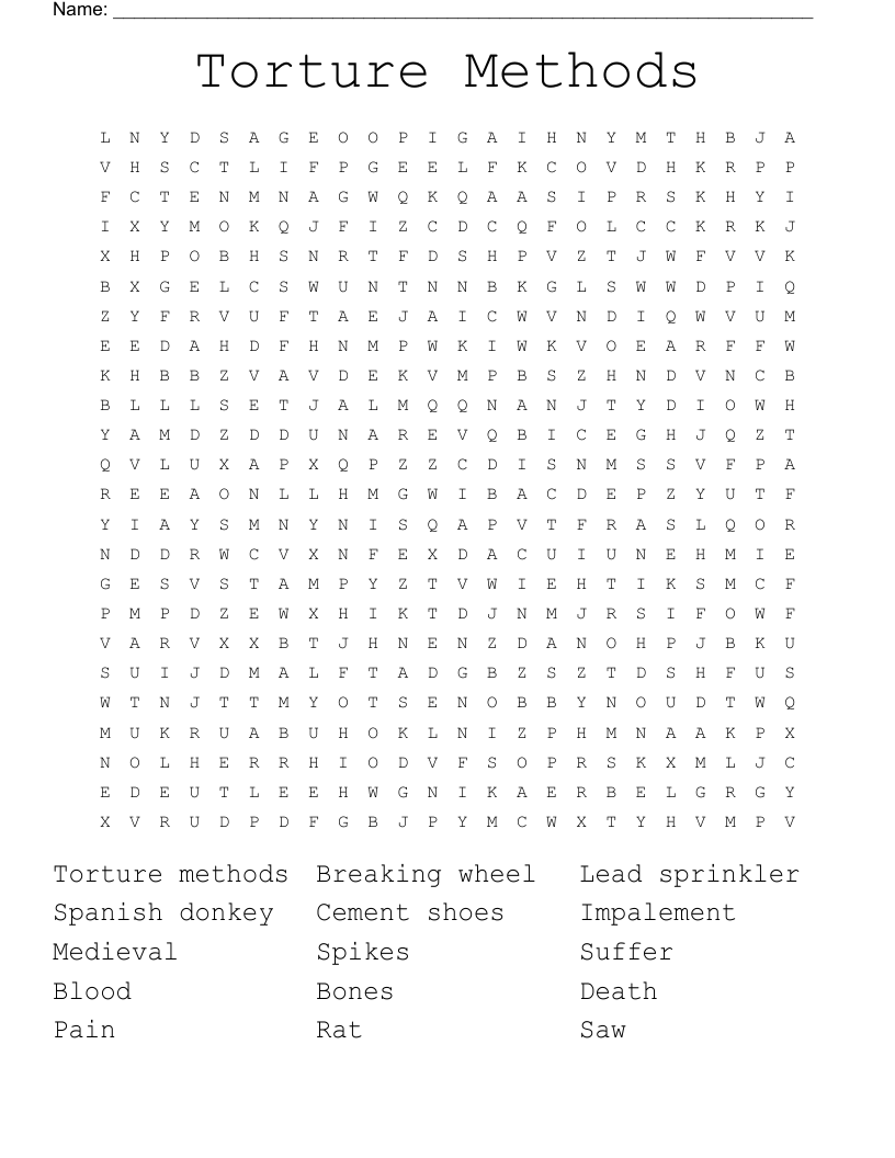 Torture Methods  Word Search
