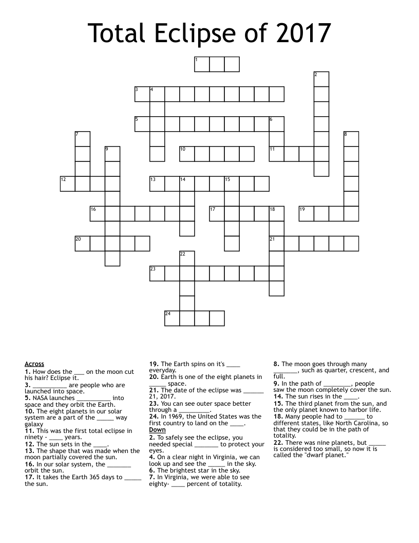 Total Eclipse of 2017 Crossword