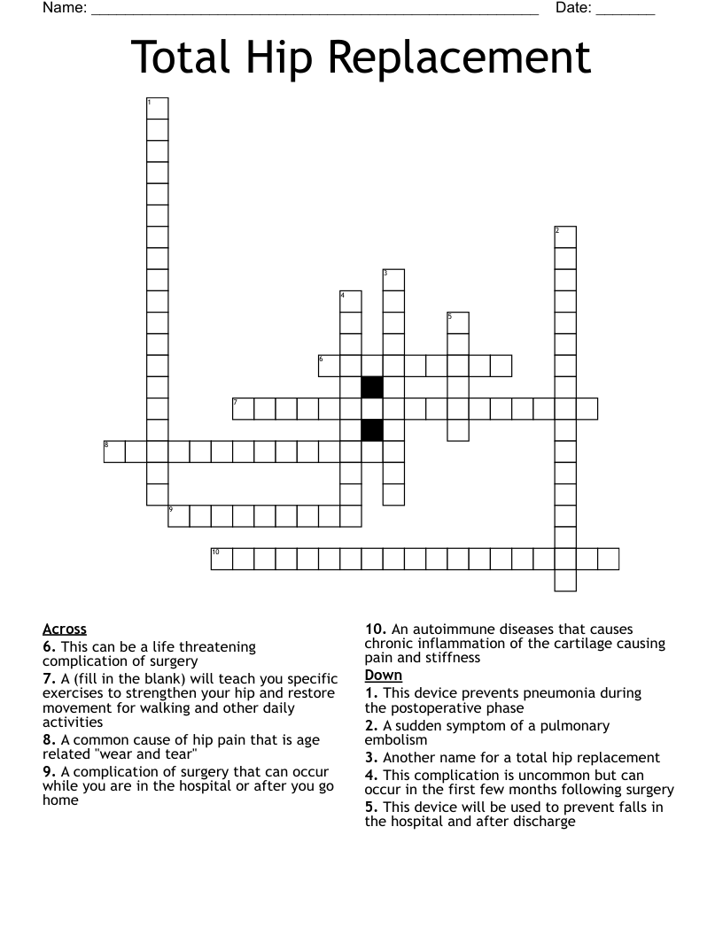 Total Hip Replacement Crossword