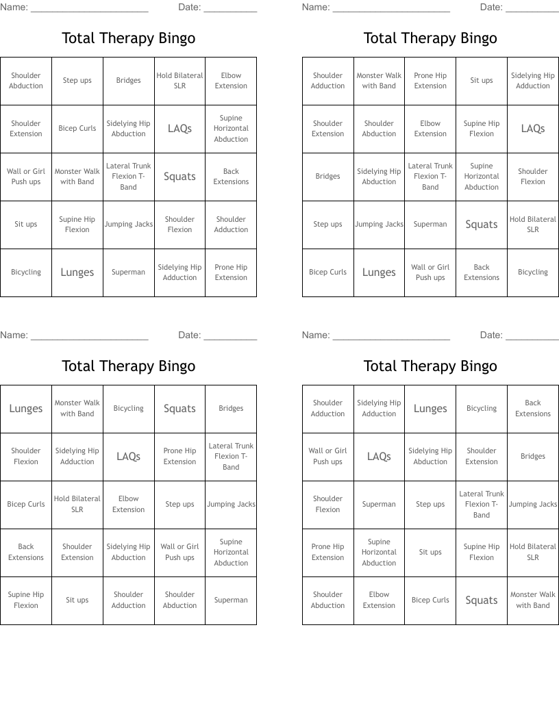 Total Therapy Bingo
