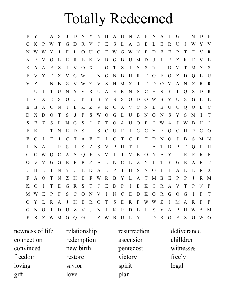 Totally Redeemed Word Search