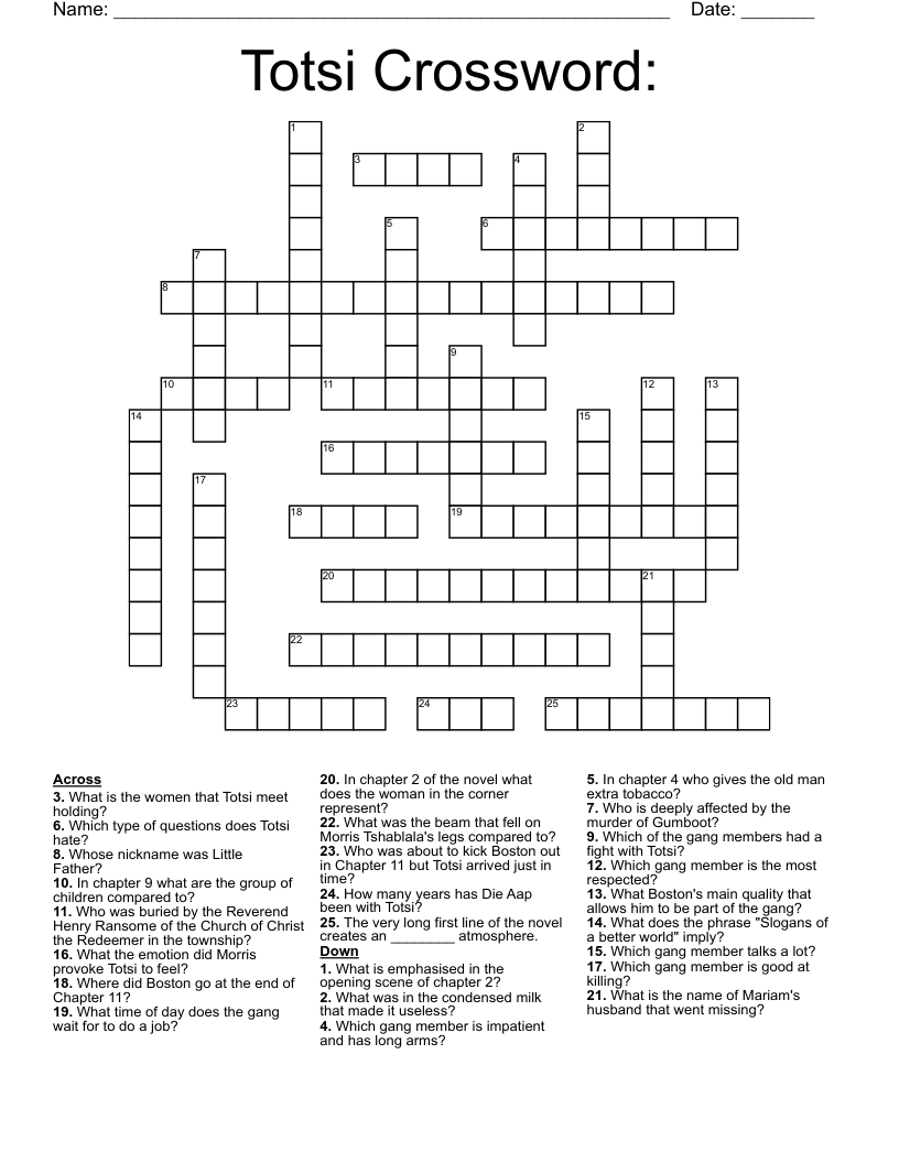 Totsi Crossword: