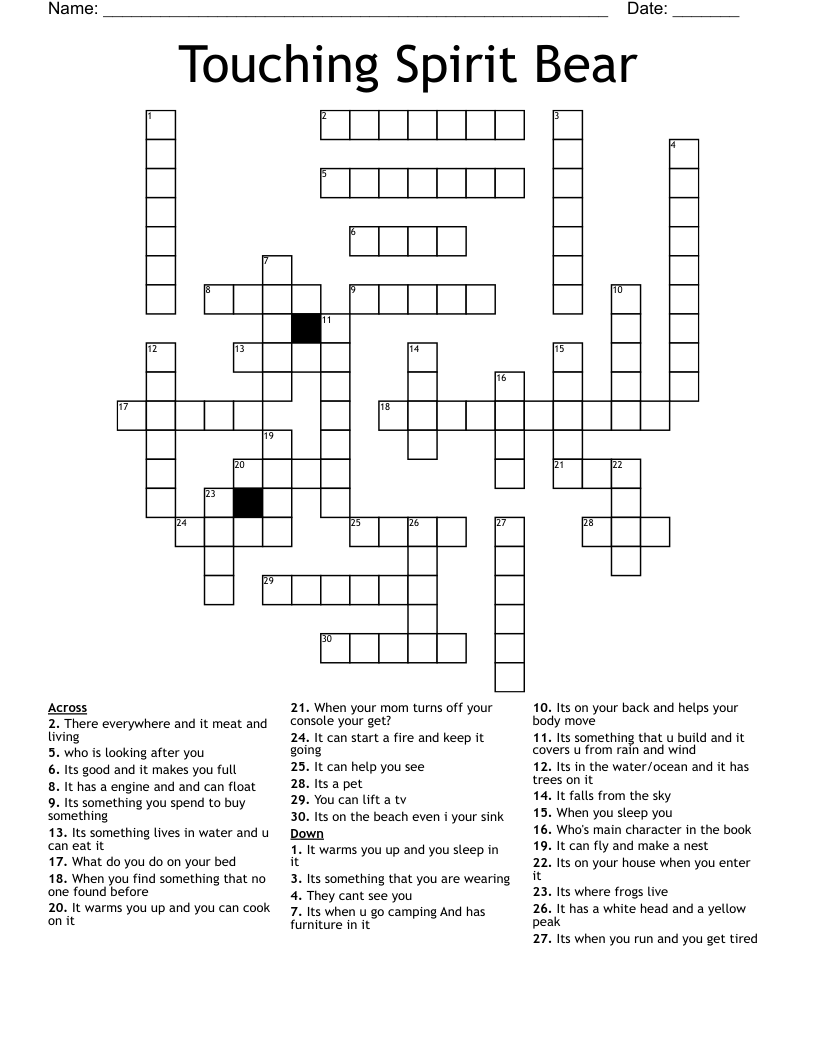 Touching Spirit Bear Crossword