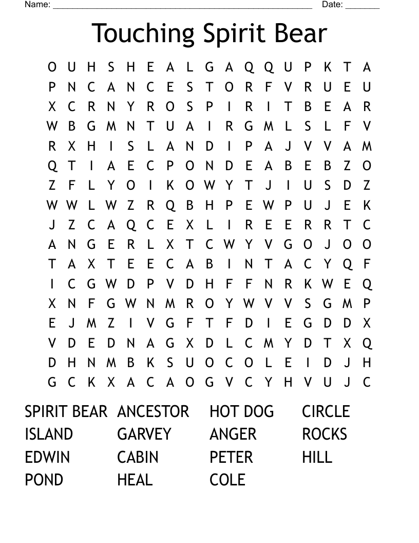 Touching Spirit Bear Word Search