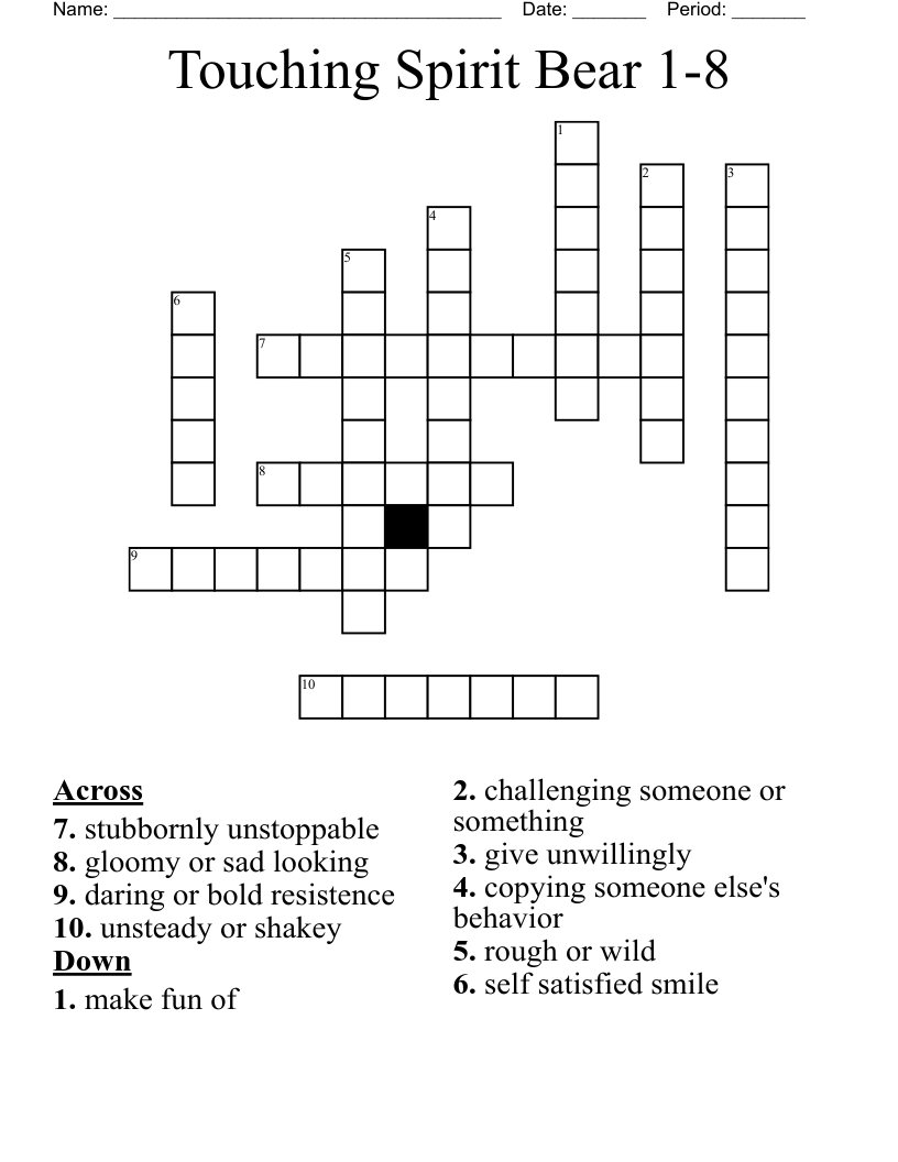 Touching Spirit Bear 1-8 Crossword