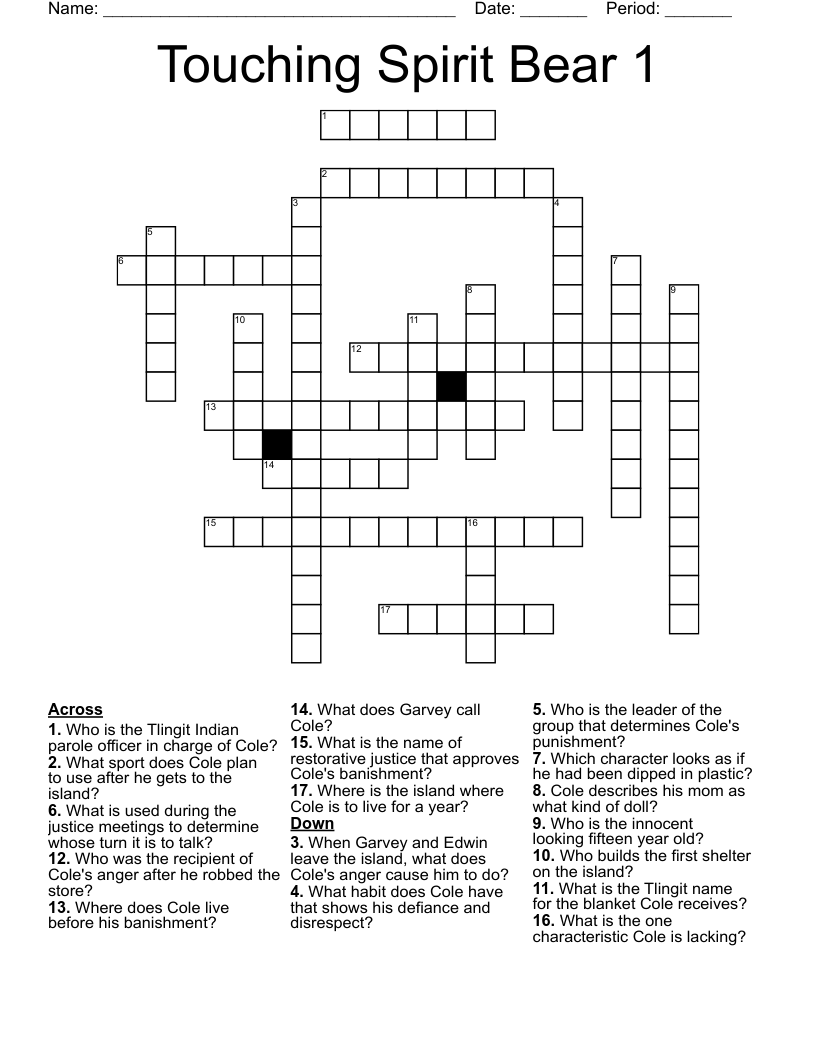 Touching Spirit Bear 1 Crossword