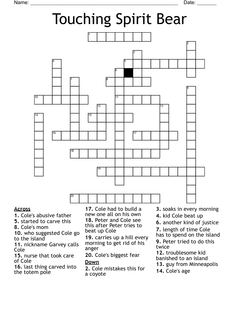 Touching Spirit Bear Crossword