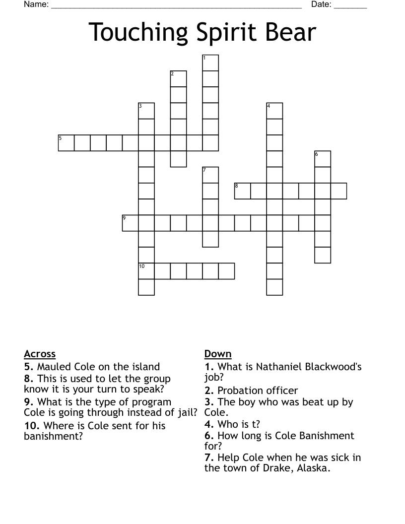 Touching Spirit Bear Crossword