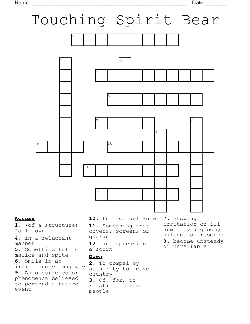 Touching Spirit Bear Crossword