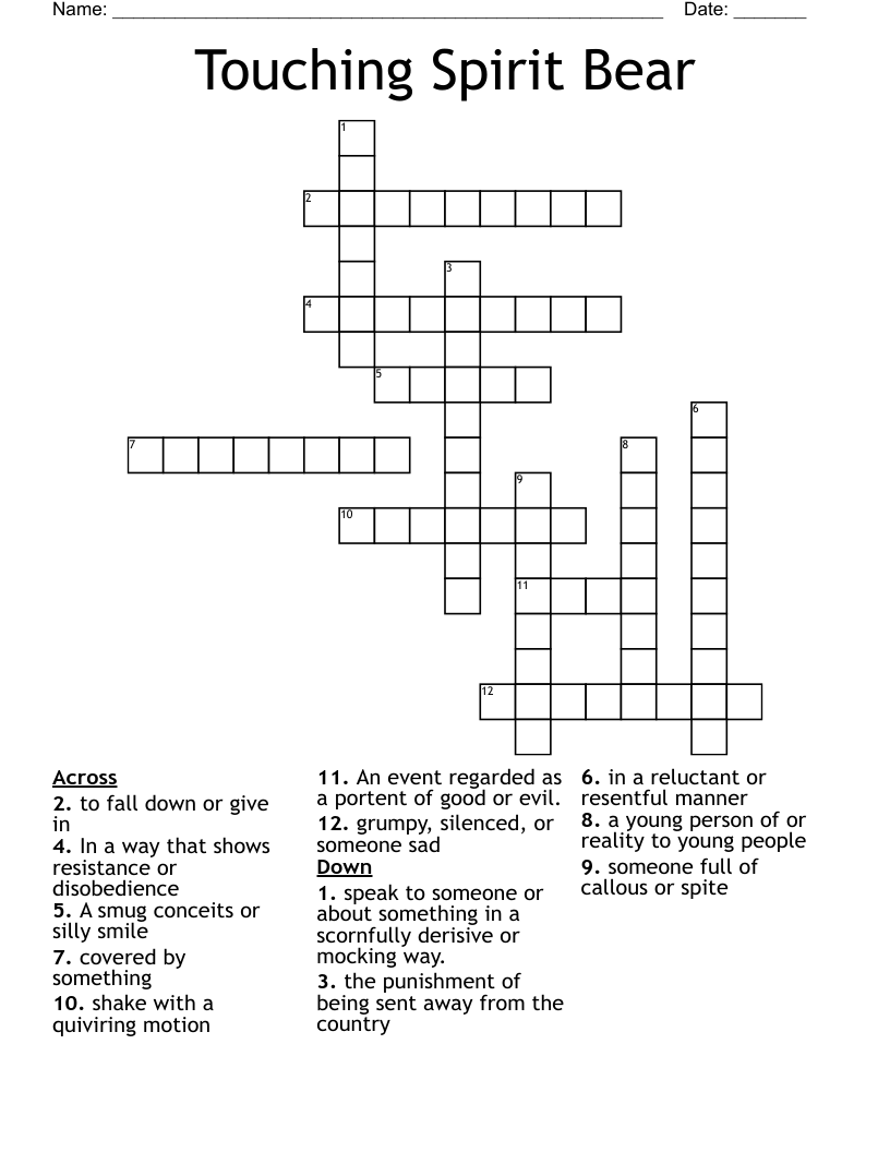 Touching Spirit Bear Crossword