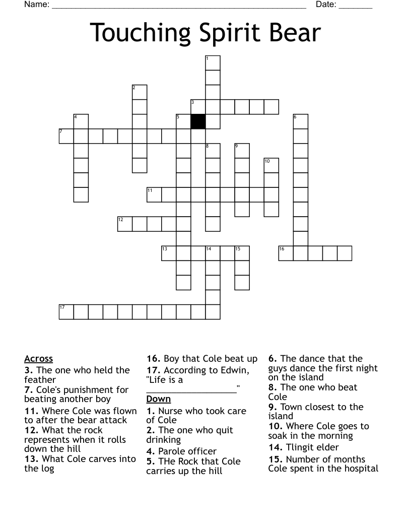 Touching Spirit Bear Crossword