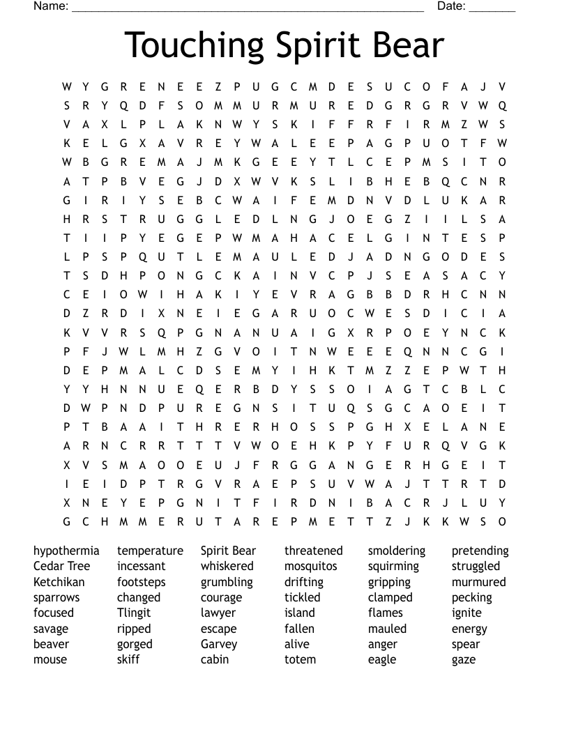 Touching Spirit Bear Word Search