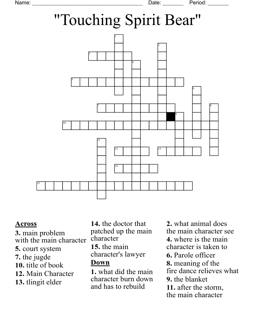 "Touching Spirit Bear" Crossword
