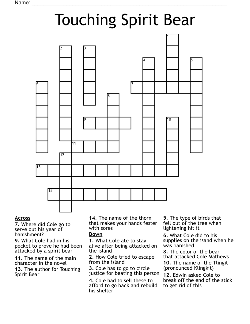 Touching Spirit Bear Crossword
