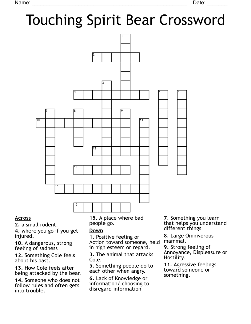 Touching Spirit Bear Crossword