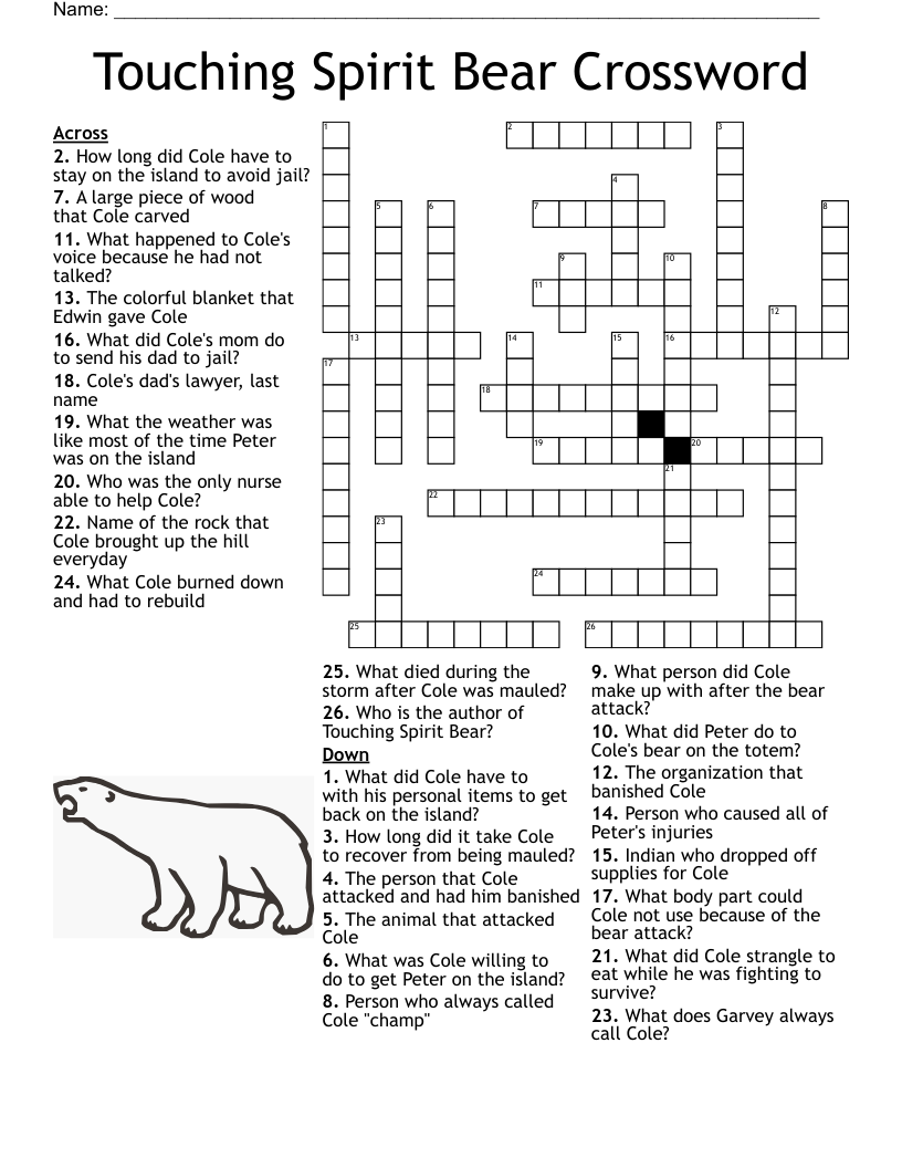 Touching Spirit Bear Crossword