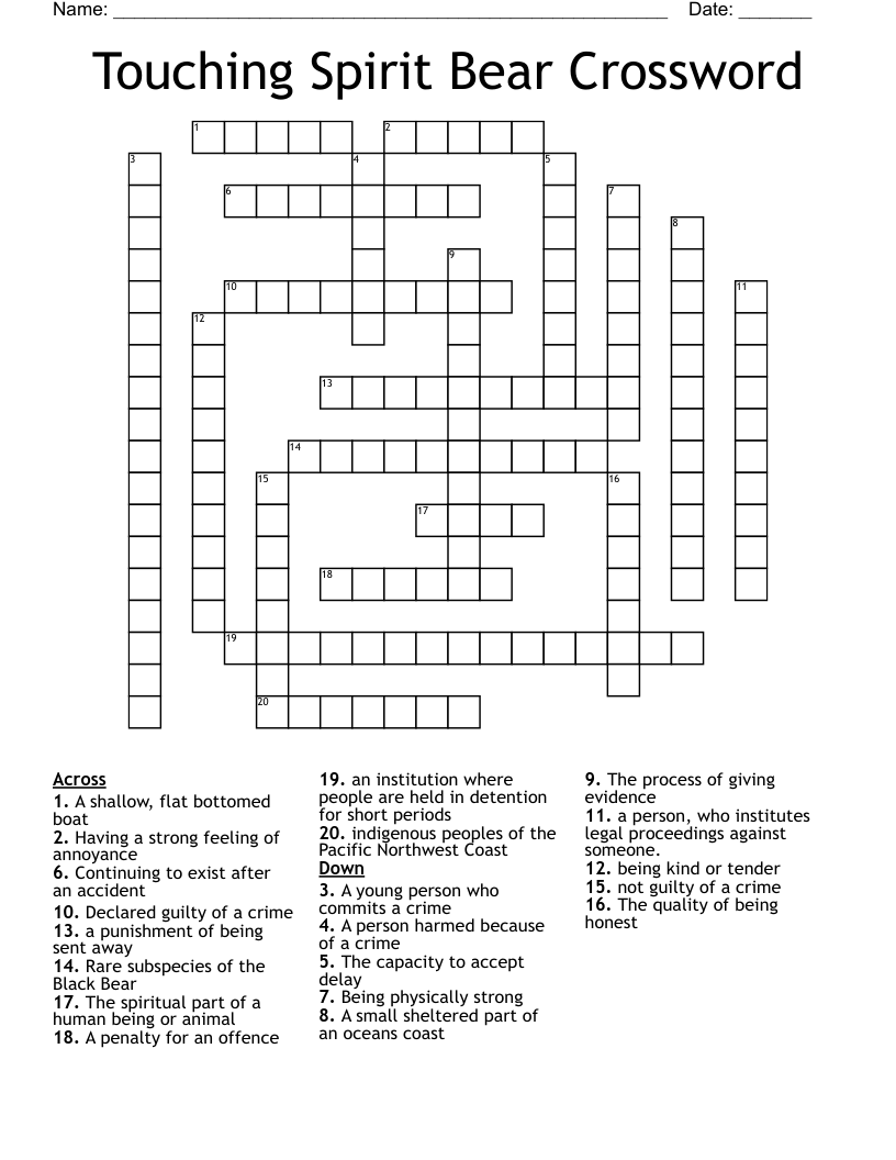 Touching Spirit Bear Crossword