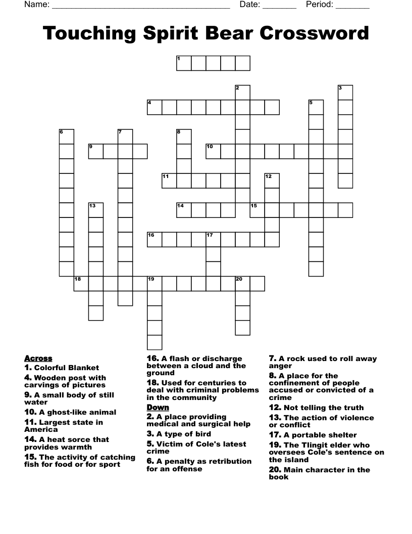 Touching Spirit Bear Crossword