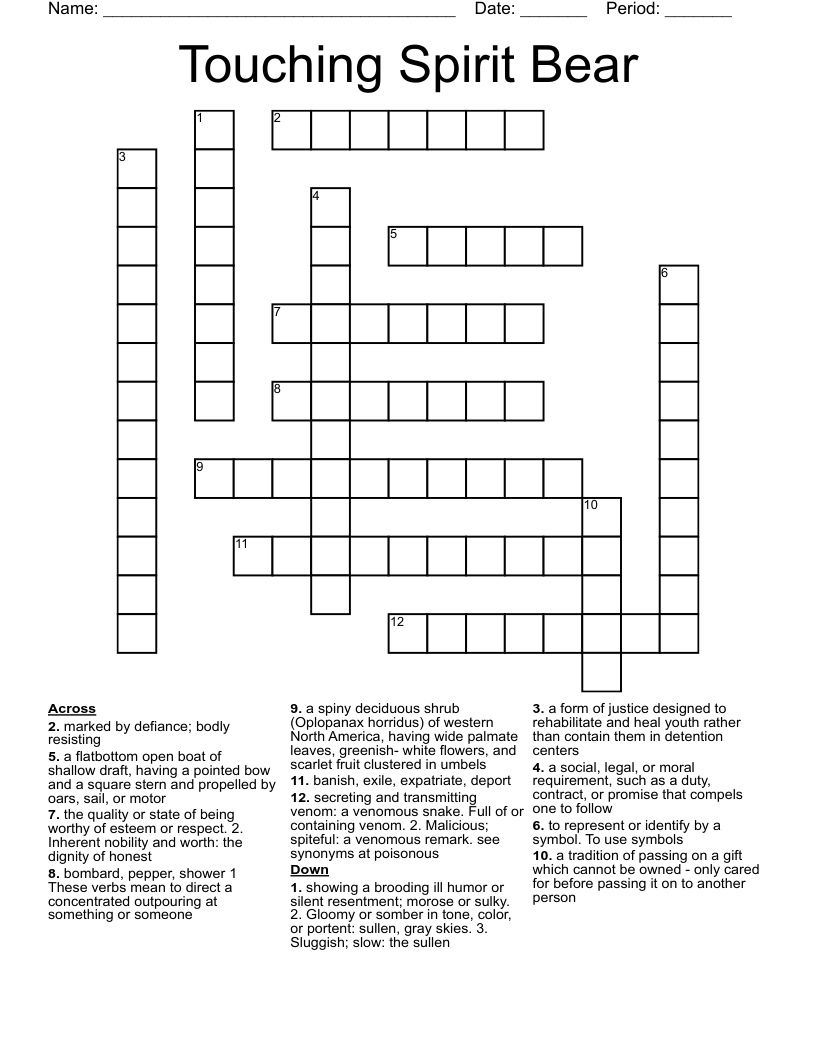 Touching Spirit Bear  Crossword