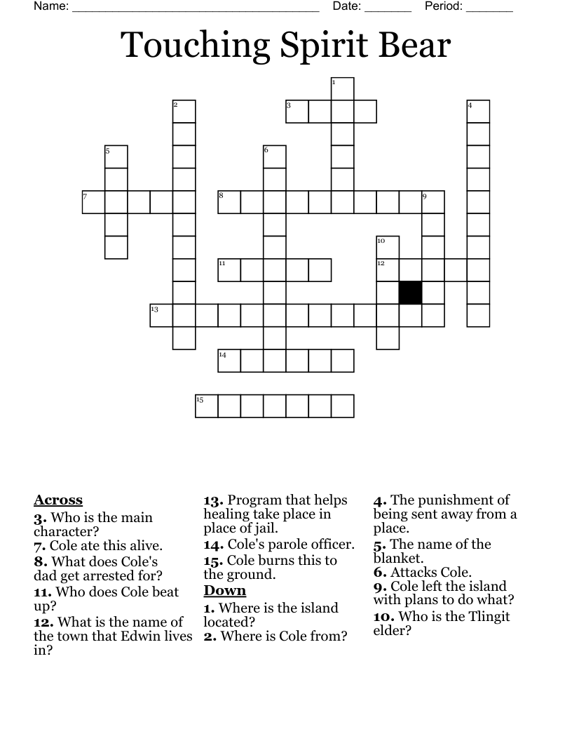 Touching Spirit Bear  Crossword