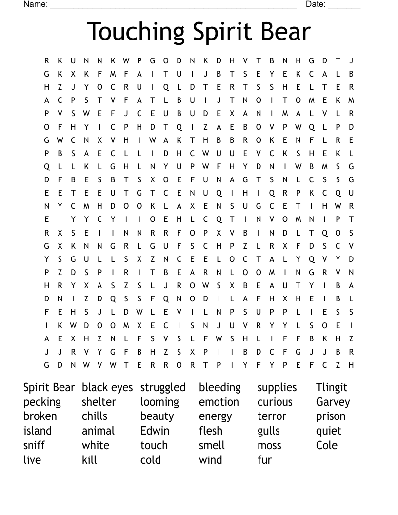 Touching Spirit Bear  Word Search
