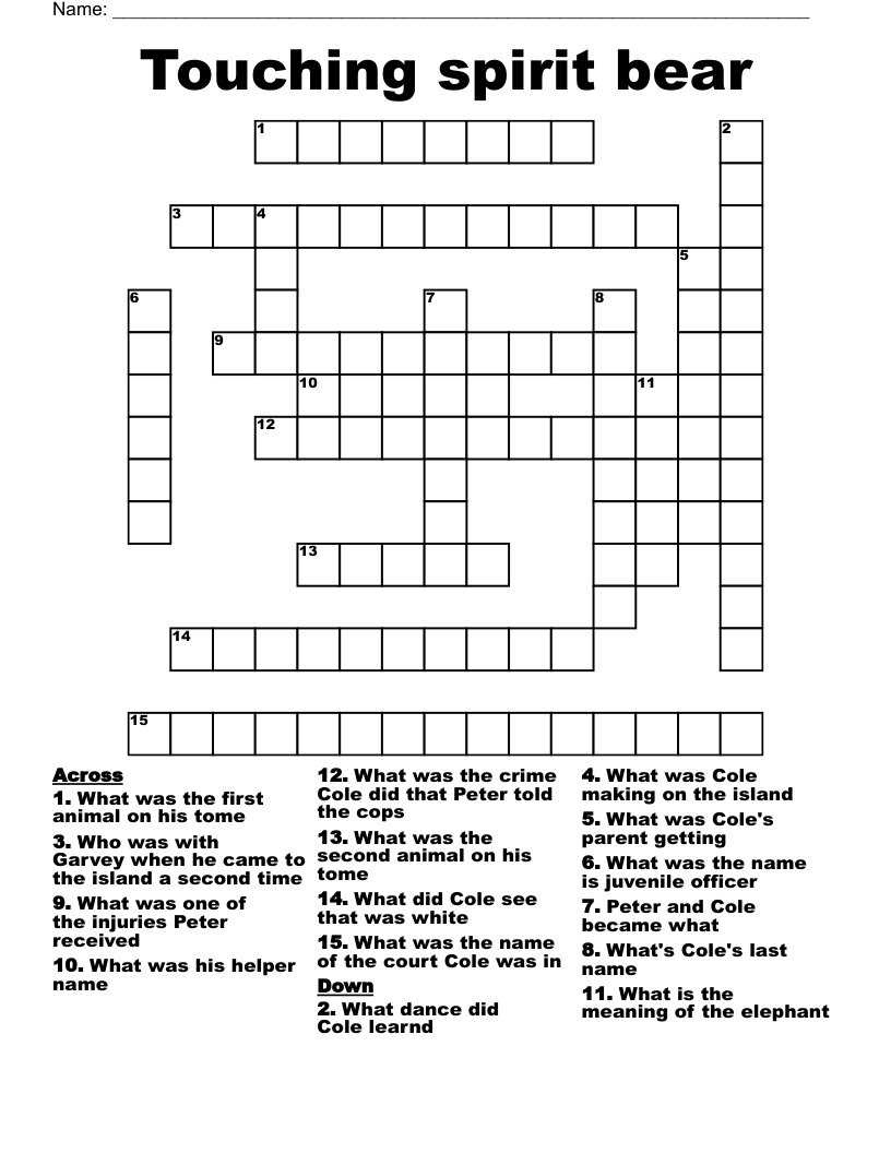 Touching spirit bear Crossword