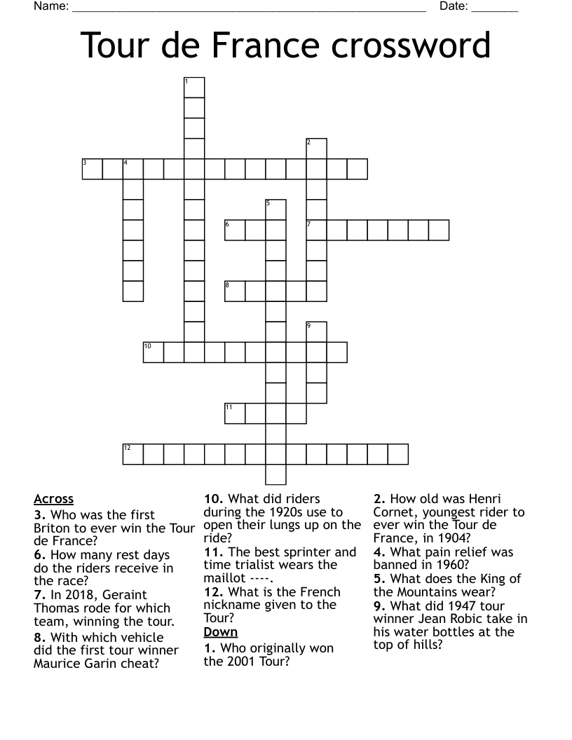 Tour de France crossword