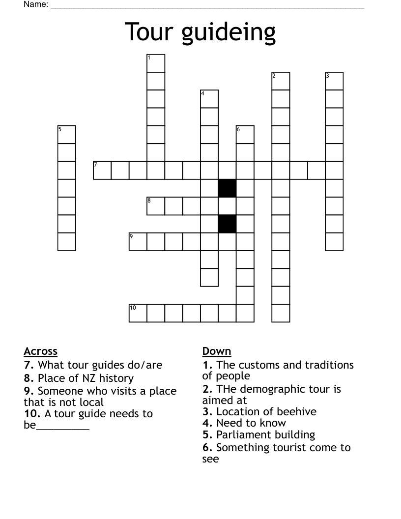 Tour guideing Crossword