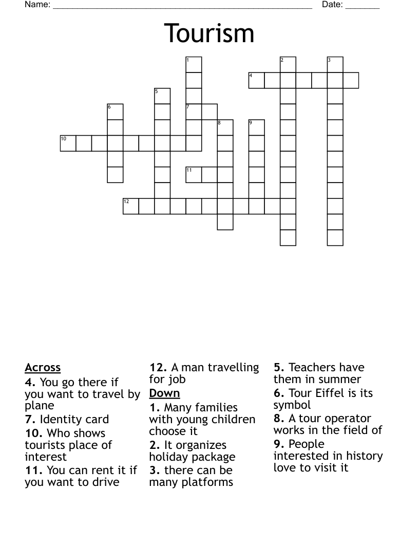 Tourism Crossword