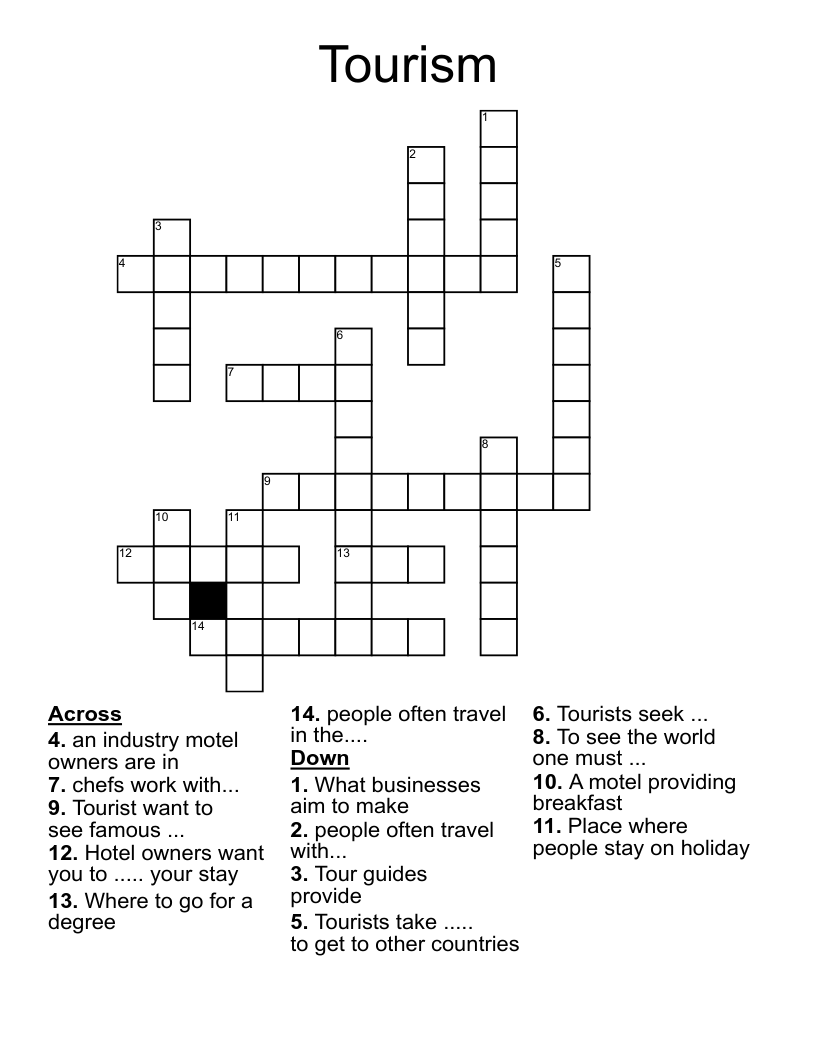 Tourism Crossword
