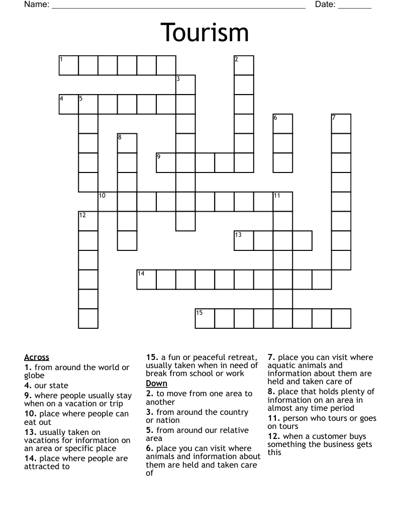 Tourism Crossword
