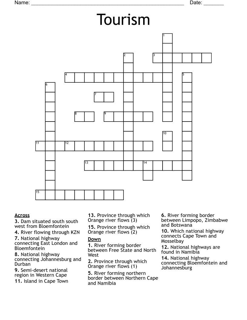Tourism Crossword