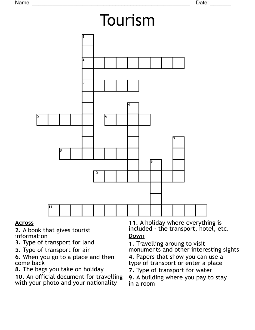 Tourism Crossword