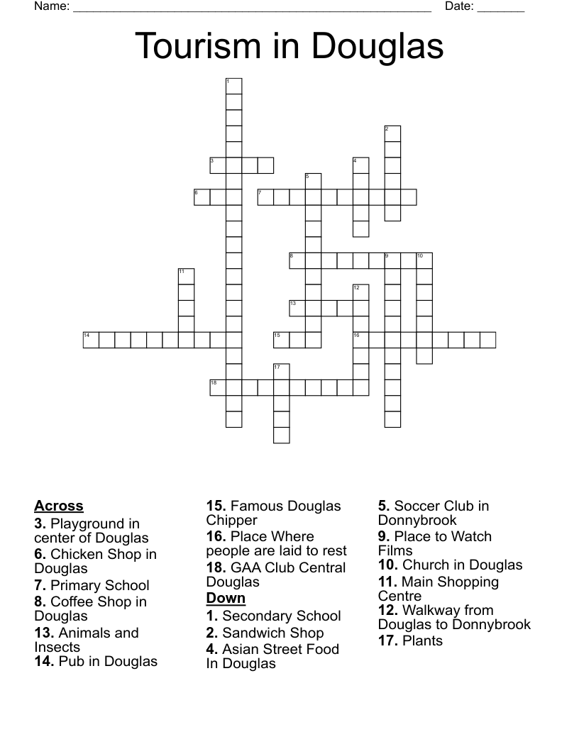 Tourism in Douglas Crossword