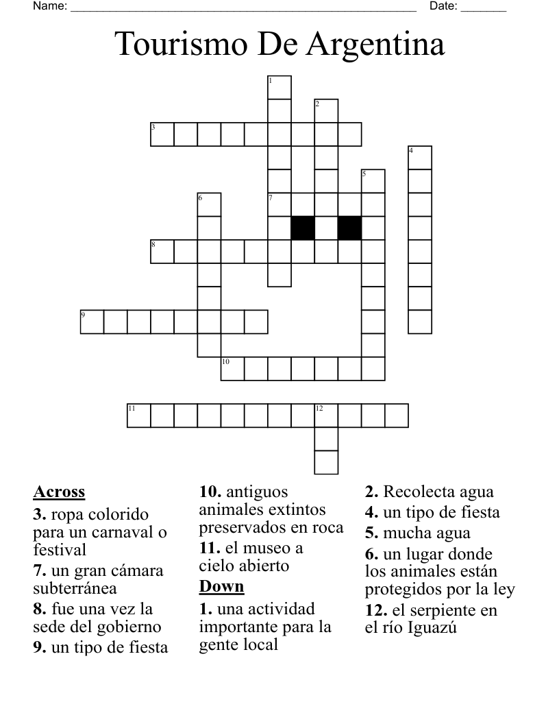 Tourismo De Argentina Crossword