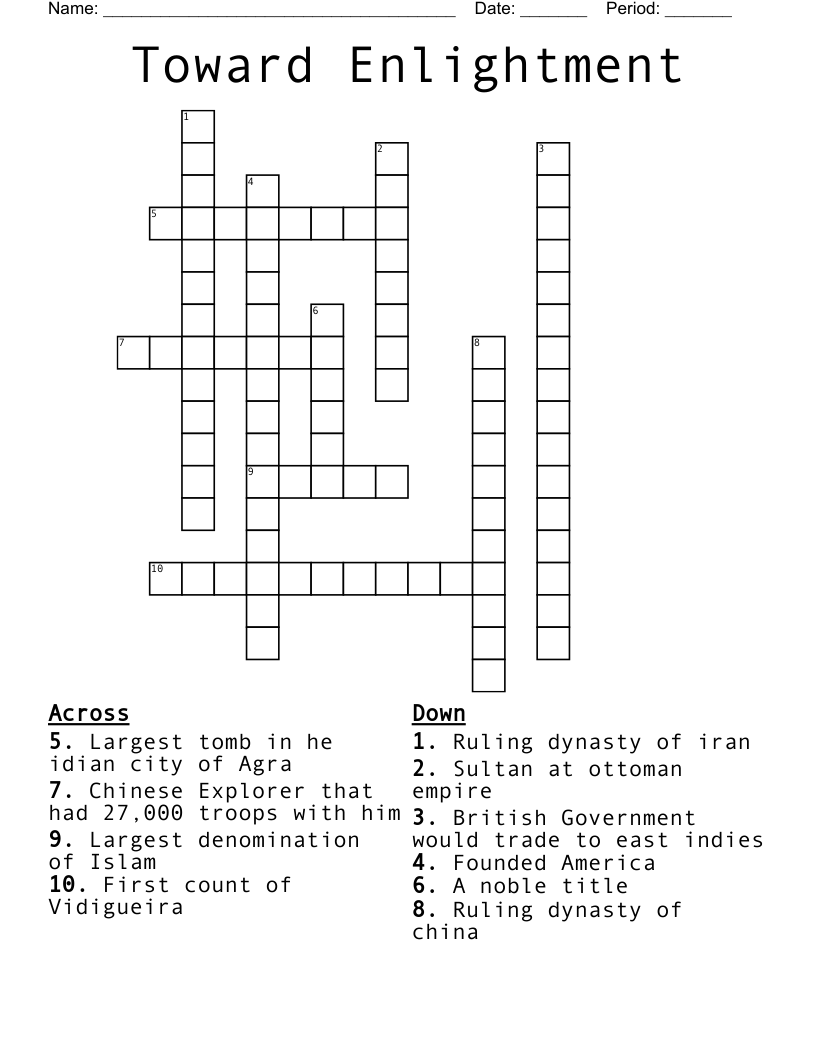 Toward Enlightment Crossword