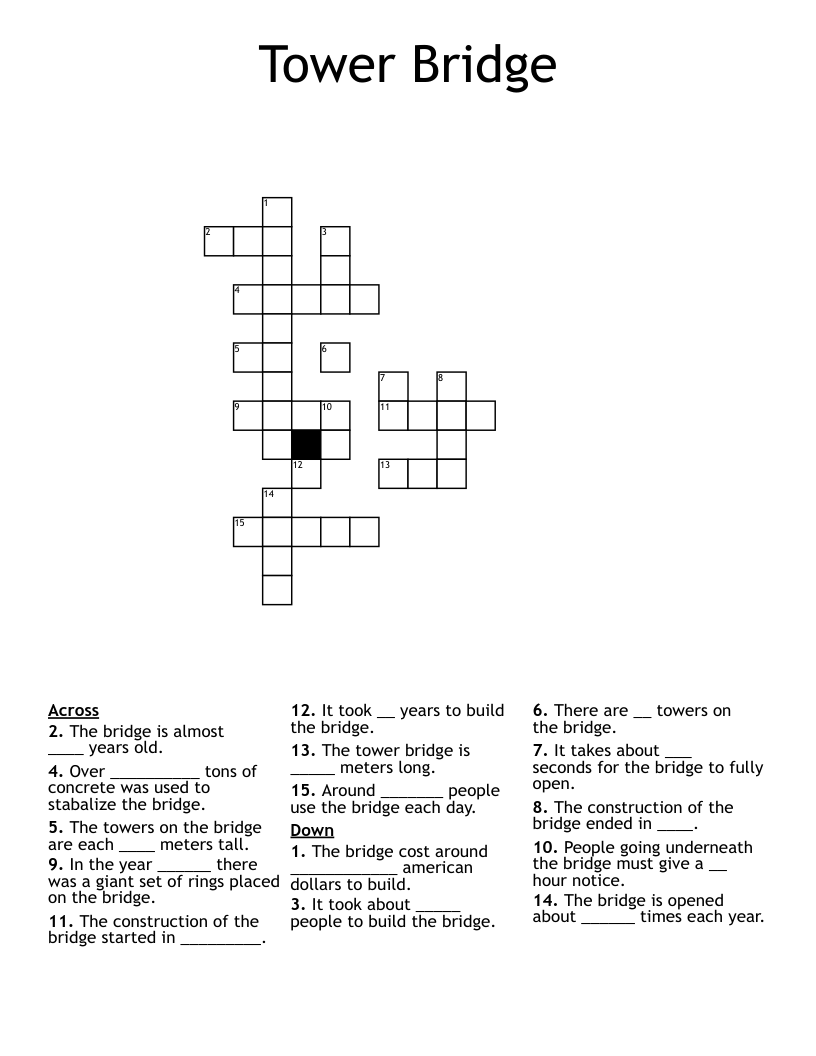 Tower Bridge Crossword