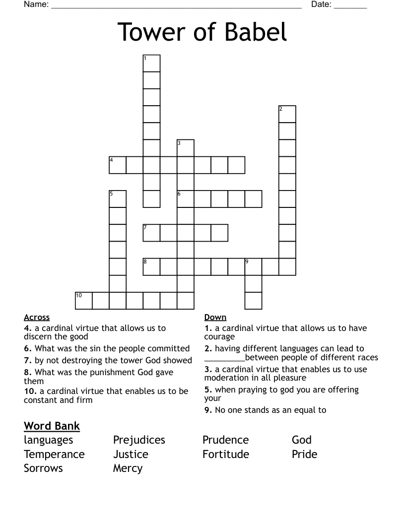 Tower of Babel Crossword