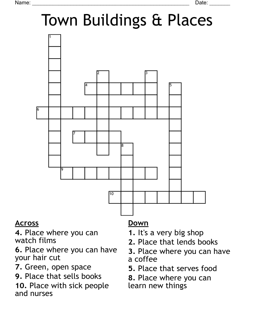 Town Buildings & Places Crossword