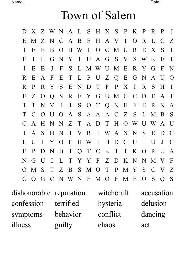 Town of Salem Word Search