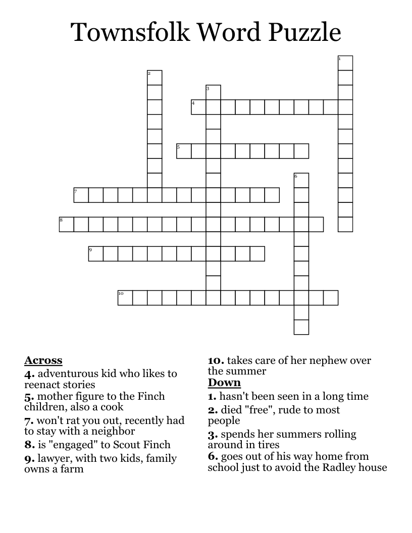 Townsfolk Word Puzzle Crossword