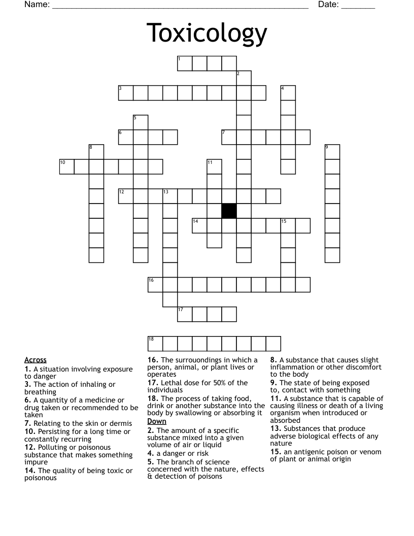 Toxicology Crossword