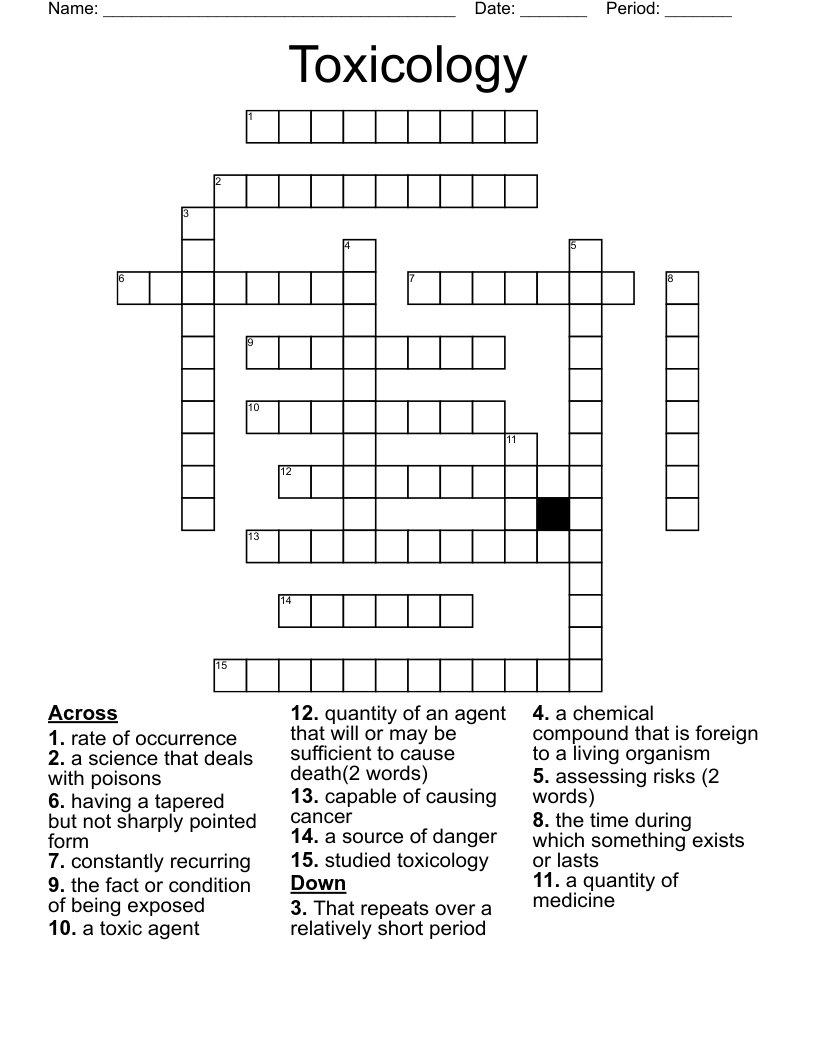 Toxicology Crossword
