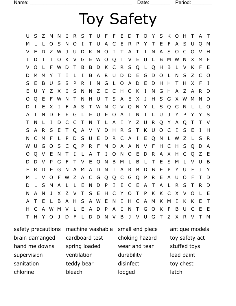 Toy Safety  Word Search