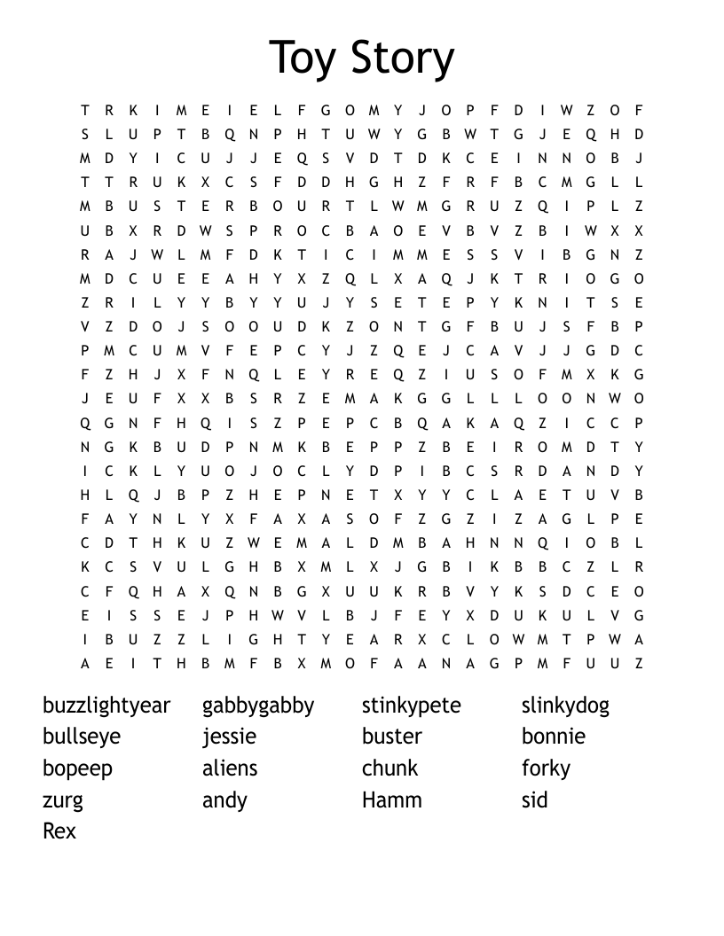 Toy Story  Word Search