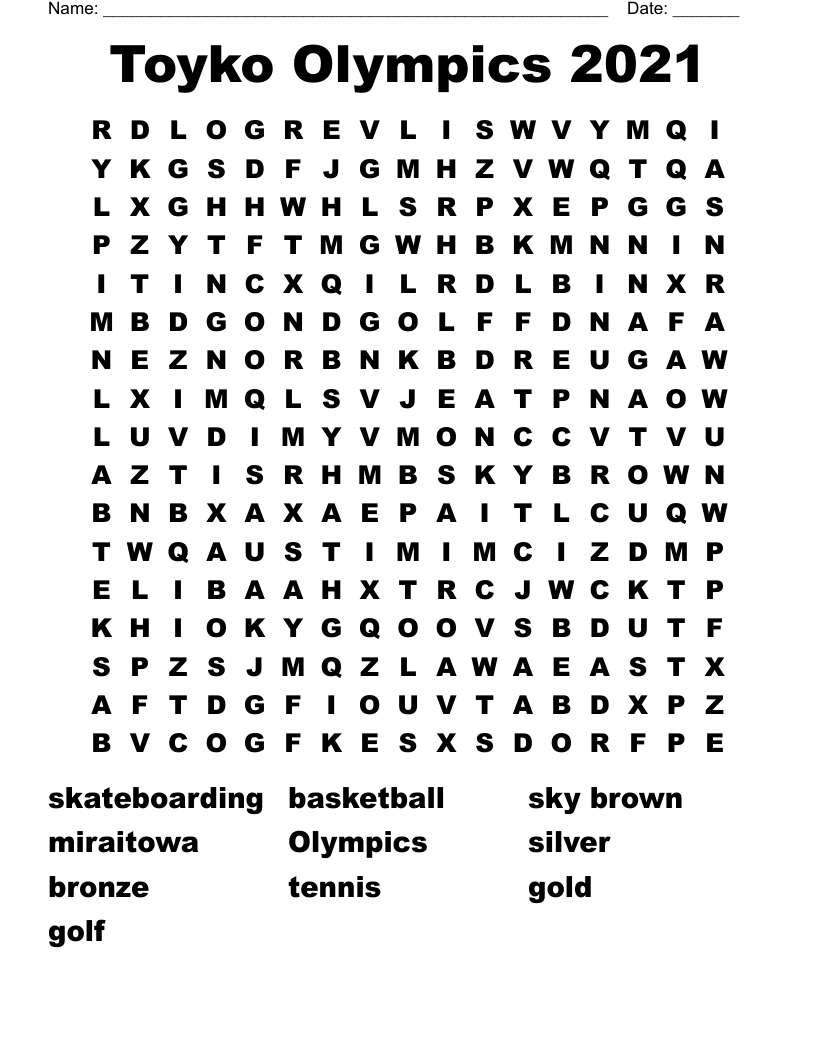 Toyko Olympics 2021 Word Search