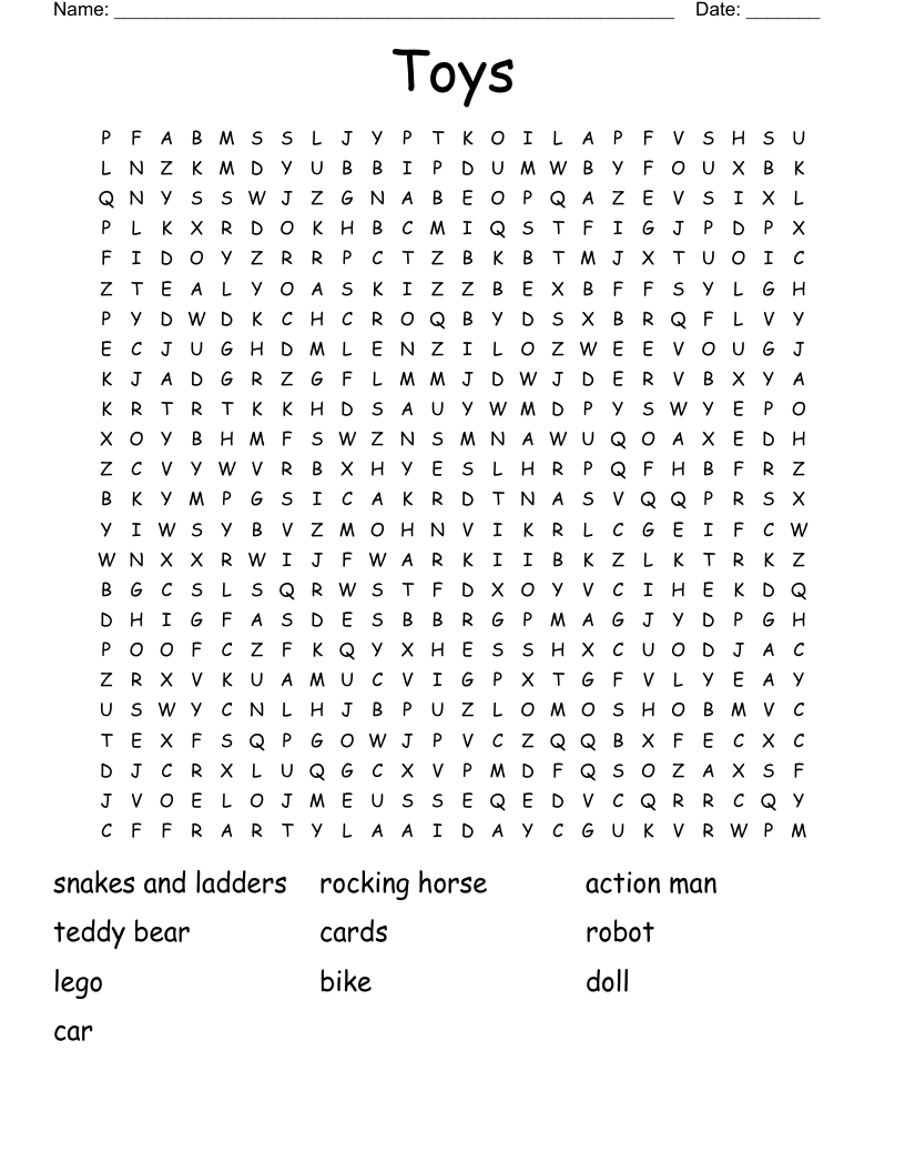 Toys Word Search