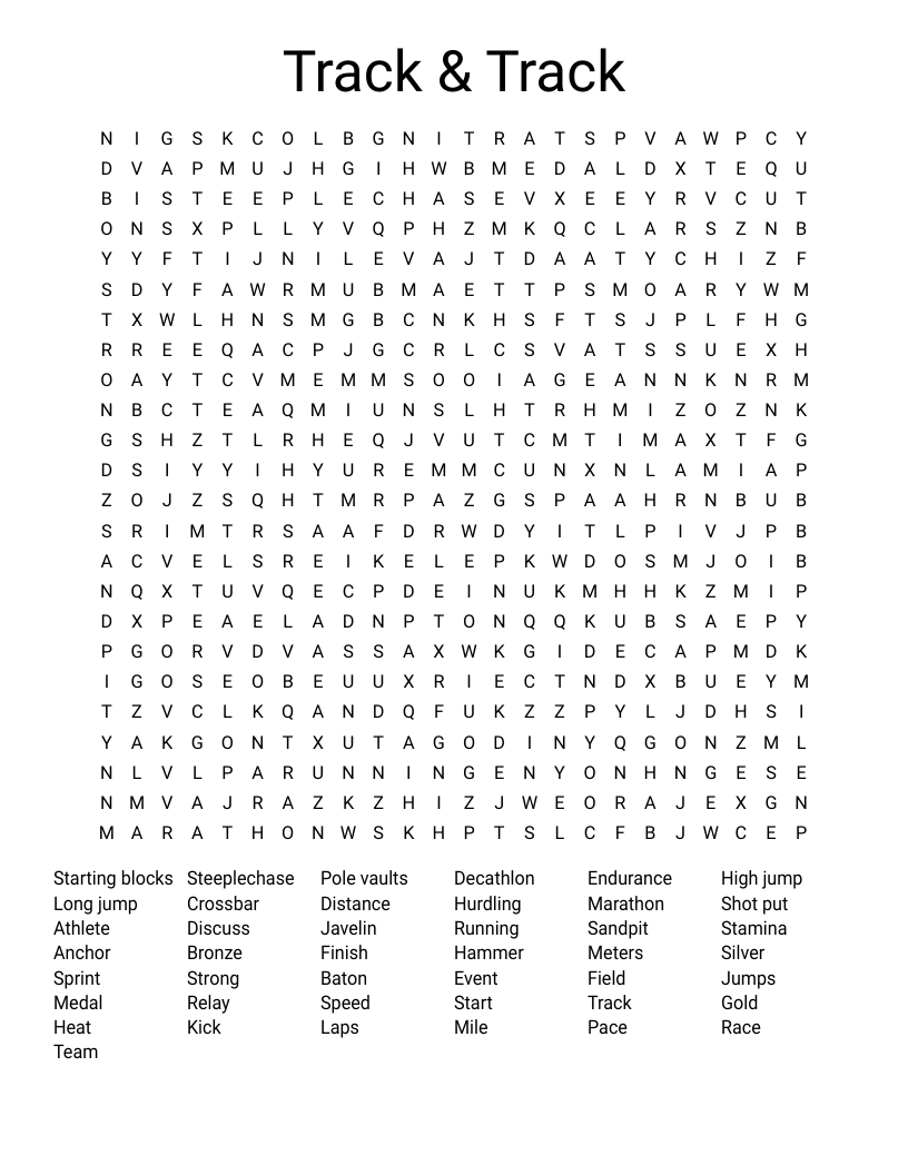 Track & Track  Word Search